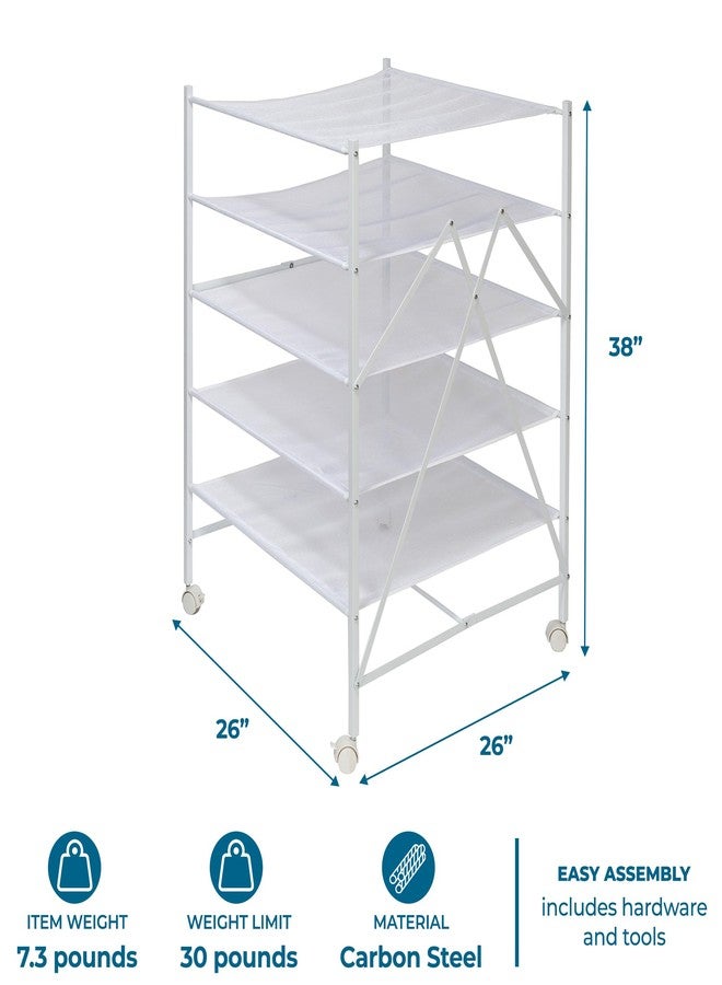 هوني كان دو رف تجفيف الملابس الشبكي ذو 5 طبقات من هوني كان دو - مصنوع من النايلون الناعم للكنزات والملابس الرقيقة والملابس سهلة الغسل - قابل للطي وسهل التخزين - Image 4